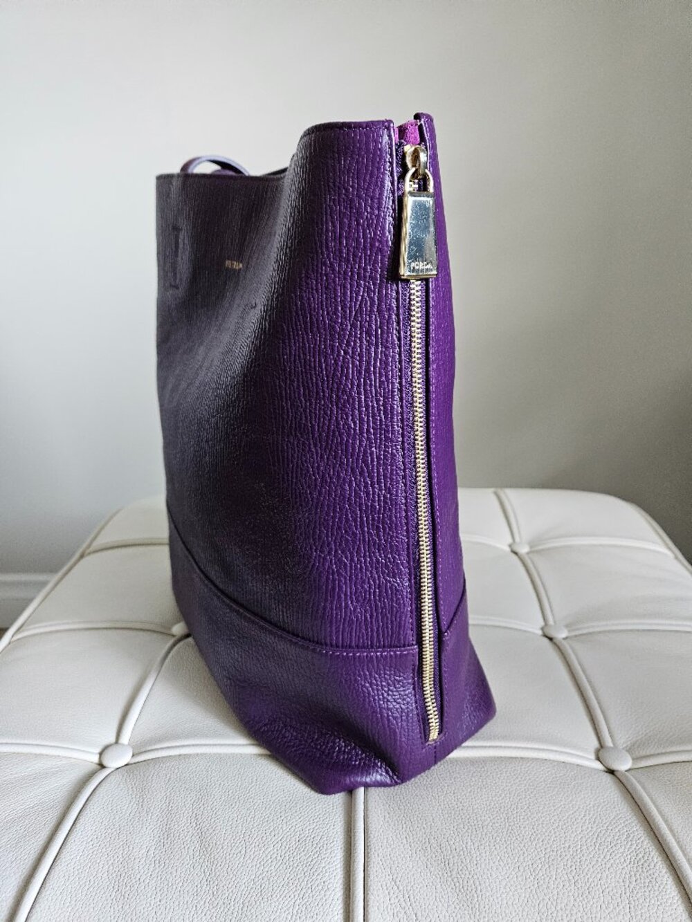 Furla Textured Leather Expandable Tote - Purple - Medium/Large - Picture 5 of 10
